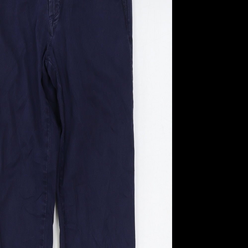 Blue Habour Womens Blue Cotton Chino Trousers Size 32 in L31 in Regular Zip