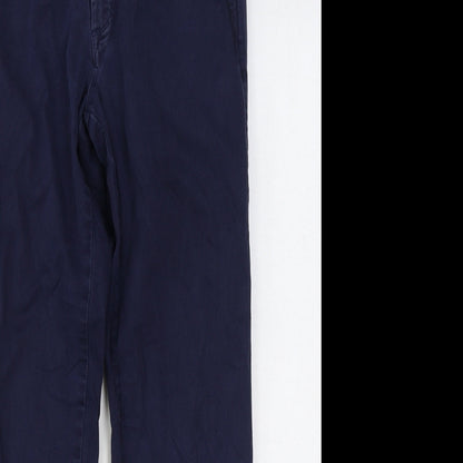 Blue Habour Womens Blue Cotton Chino Trousers Size 32 in L31 in Regular Zip