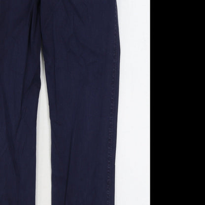 Blue Habour Womens Blue Cotton Chino Trousers Size 32 in L31 in Regular Zip