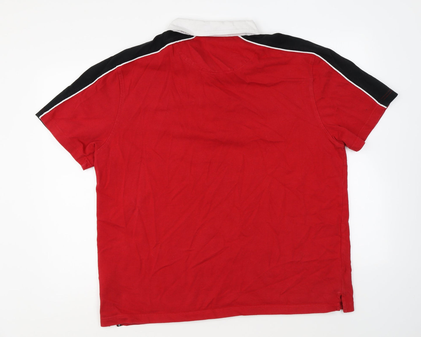 WRU Mens Red Cotton Polo Size 2XL Collared Button - Wales Rugby