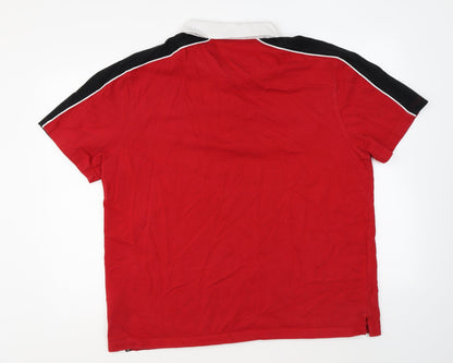 WRU Mens Red Cotton Polo Size 2XL Collared Button - Wales Rugby