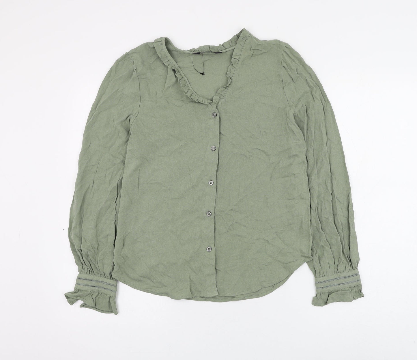 Womens UK Size 6 Marks and Spencer Green Basic Button-Up