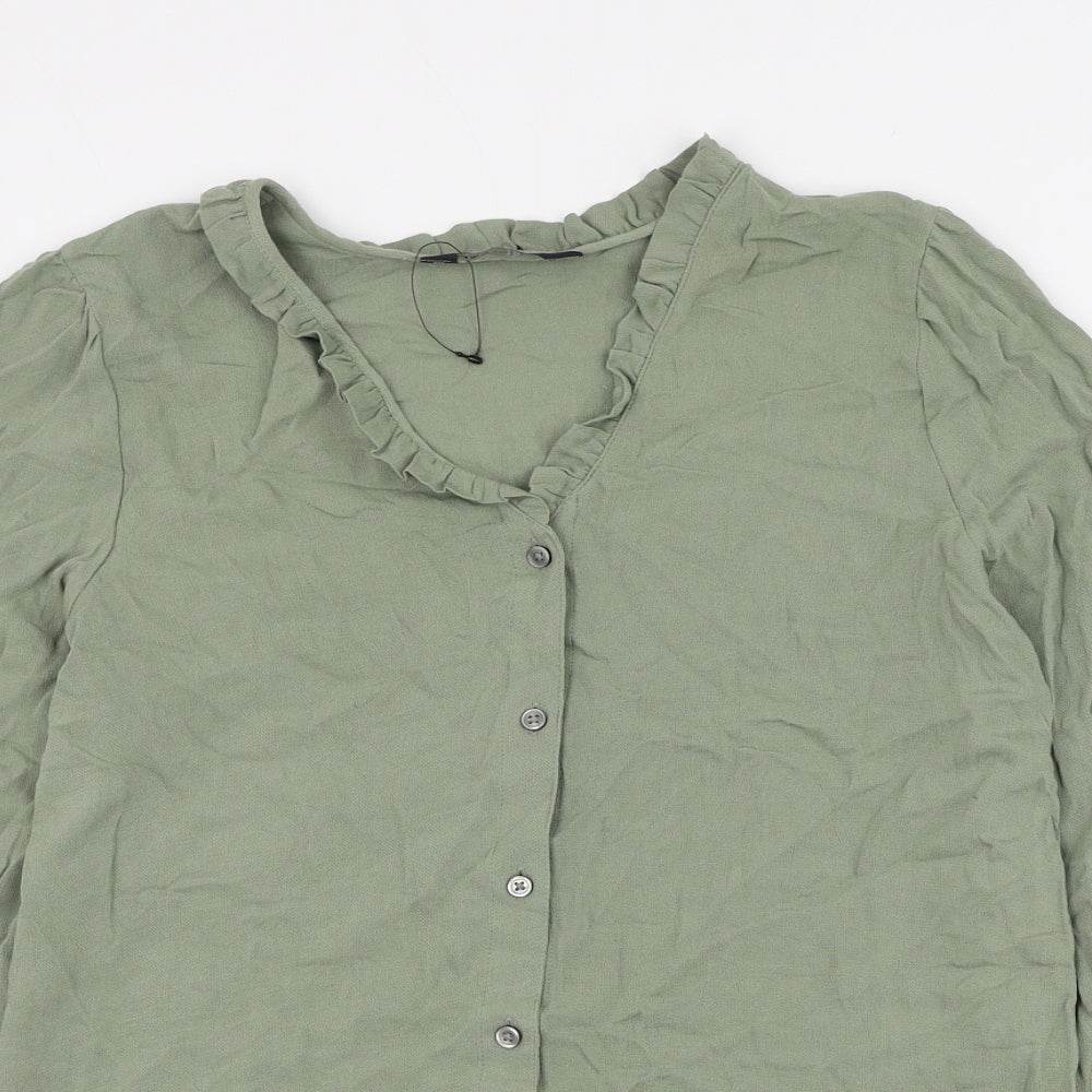 Womens UK Size 6 Marks and Spencer Green Basic Button-Up