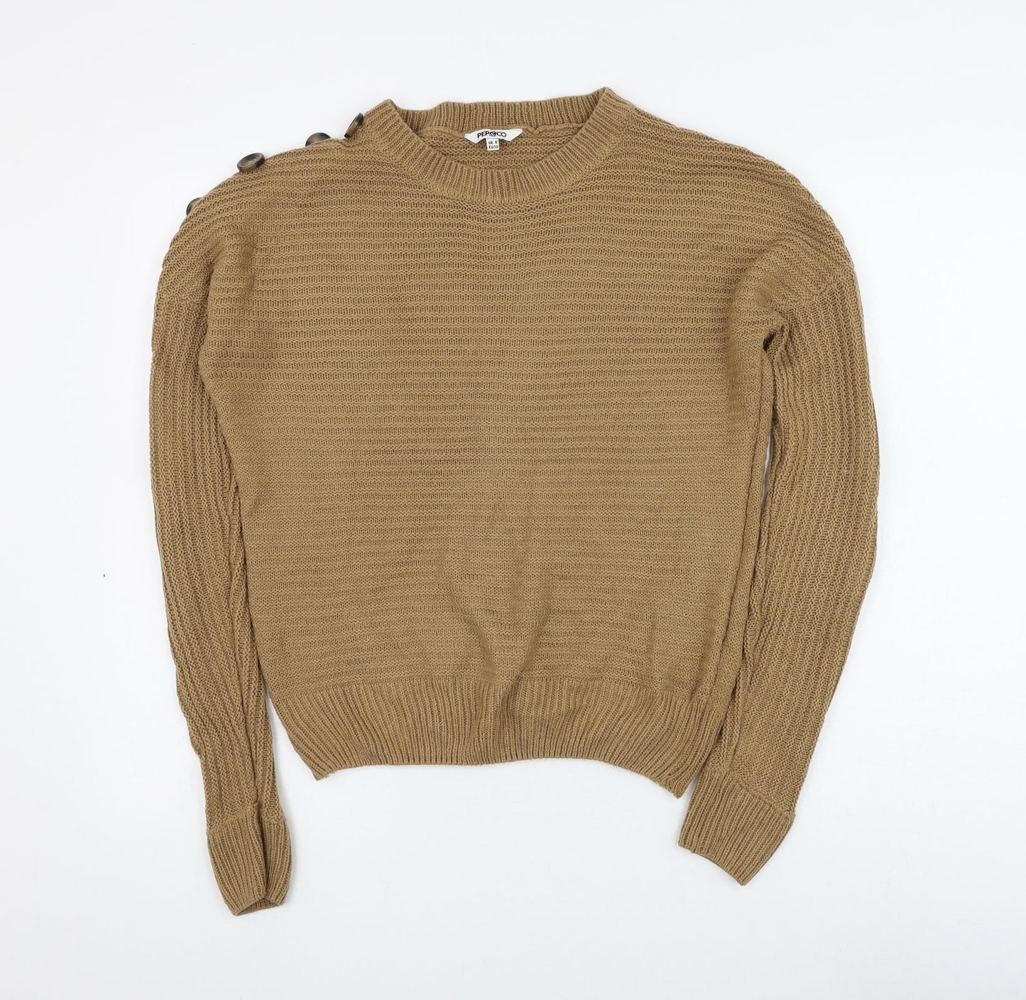 Womens UK Size 8 PEP&CO Brown Pullover Jumper