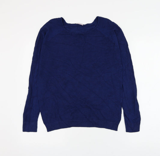 Avenue Womens Blue Round Neck Viscose Pullover Jumper Size 16