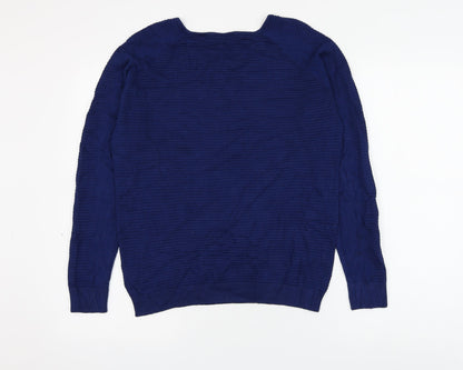 Avenue Womens Blue Round Neck Viscose Pullover Jumper Size 16