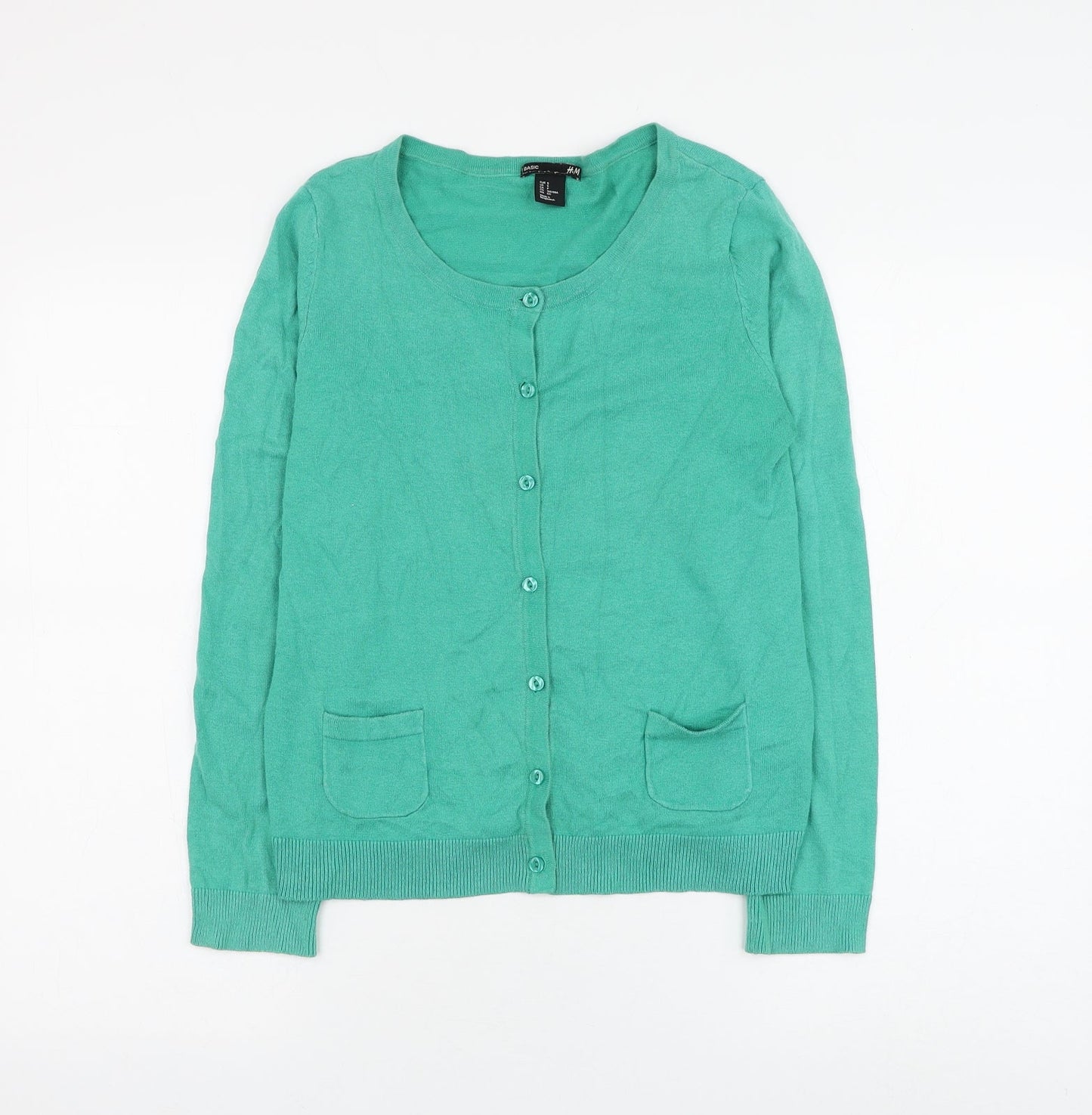 Womens UK Size S H&M Green Cardigan Jumper