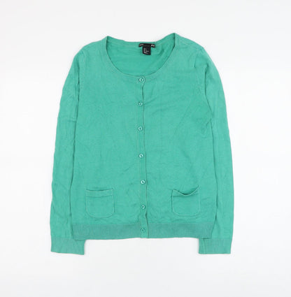 Womens UK Size S H&M Green Cardigan Jumper