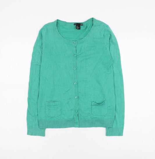Womens UK Size S H&M Green Cardigan Jumper