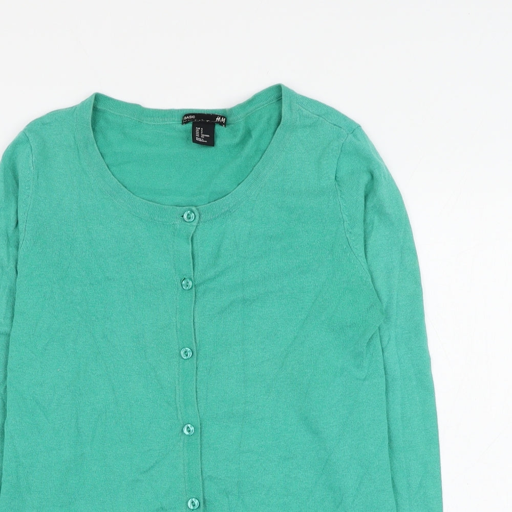 Womens UK Size S H&M Green Cardigan Jumper