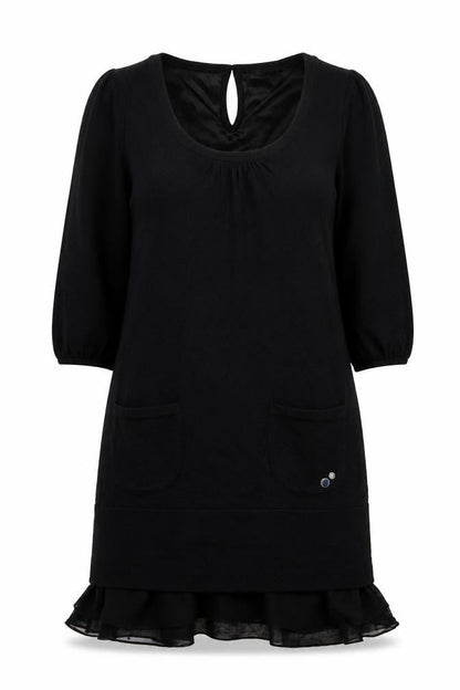HOOCH Womens Black Wool Jumper Dress Size 10 Scoop Neck Pullover