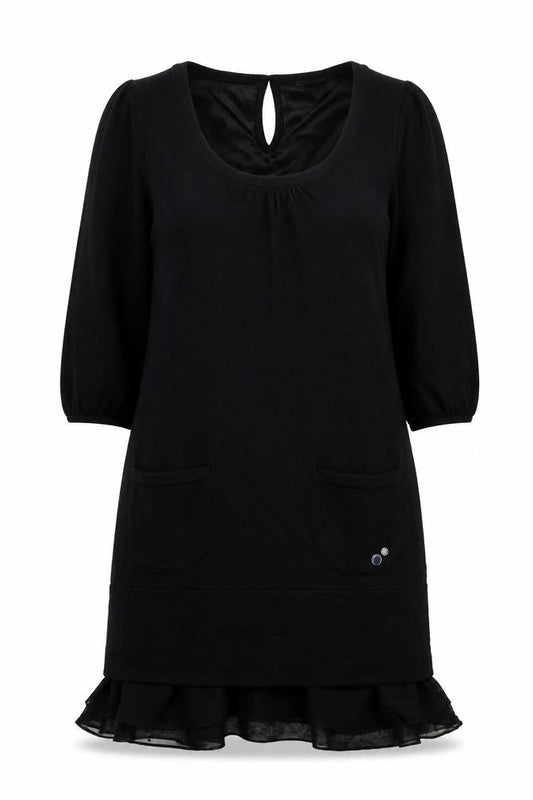 HOOCH Womens Black Wool Jumper Dress Size 10 Scoop Neck Pullover