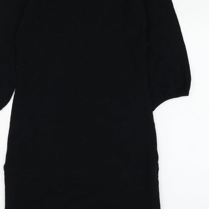 HOOCH Womens Black Wool Jumper Dress Size 10 Scoop Neck Pullover
