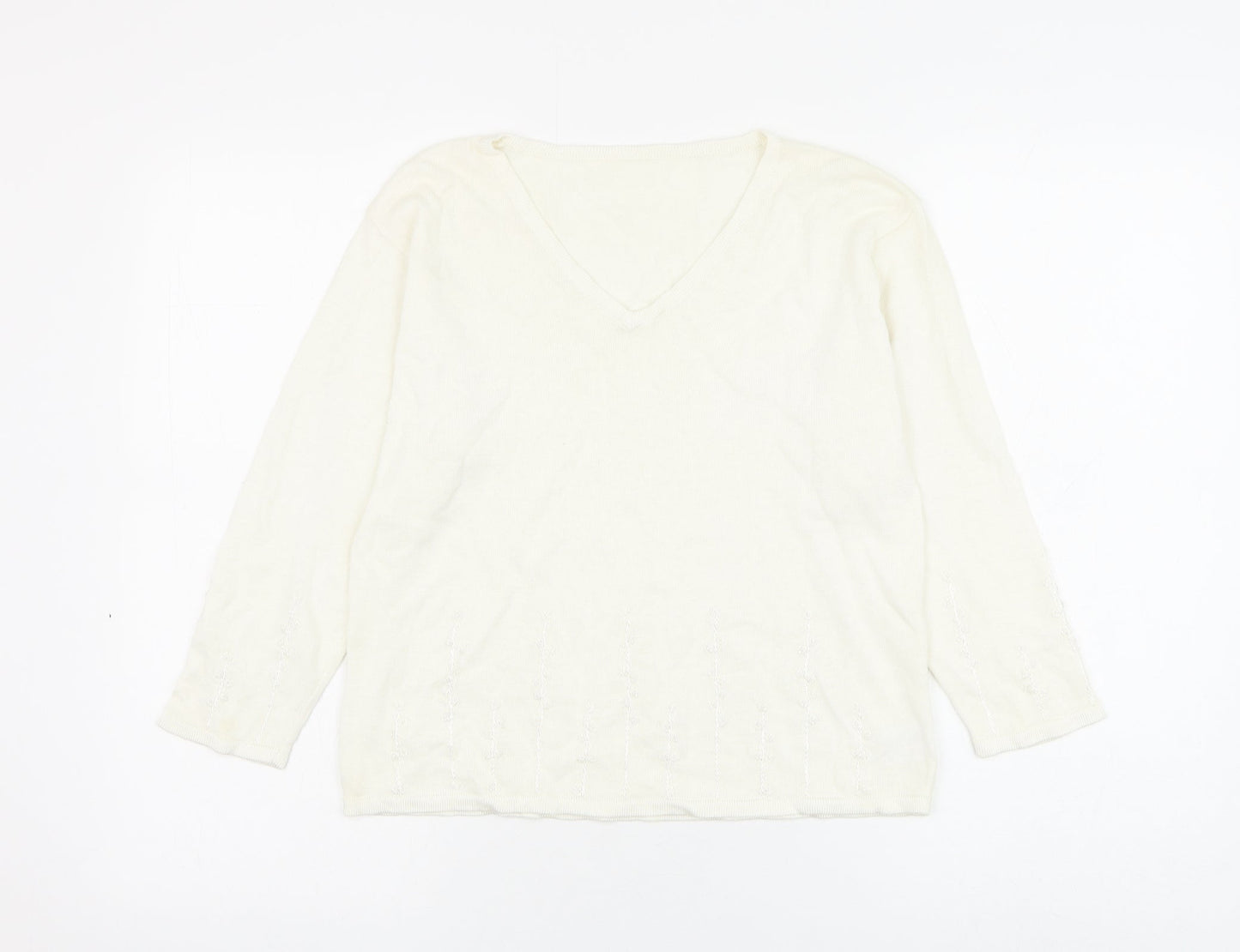 Womens UK Size M Preworn White Pullover Jumper