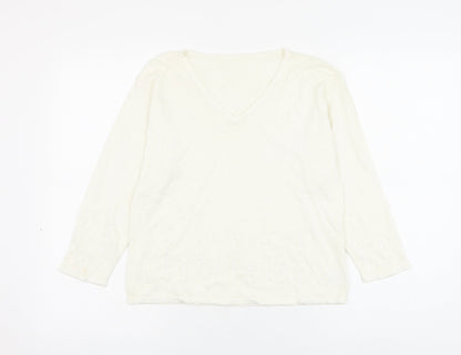 Womens UK Size M Preworn White Pullover Jumper