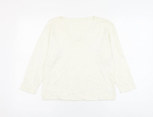 Womens UK Size M Preworn White Pullover Jumper