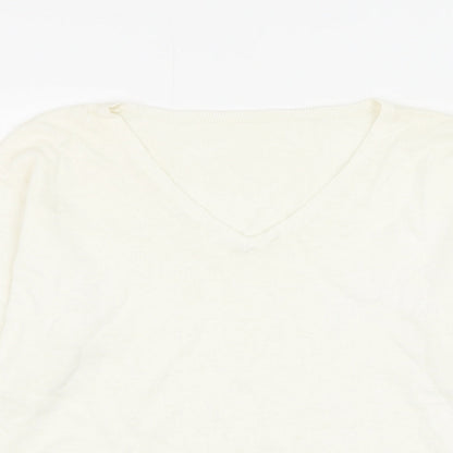 Womens UK Size M Preworn White Pullover Jumper