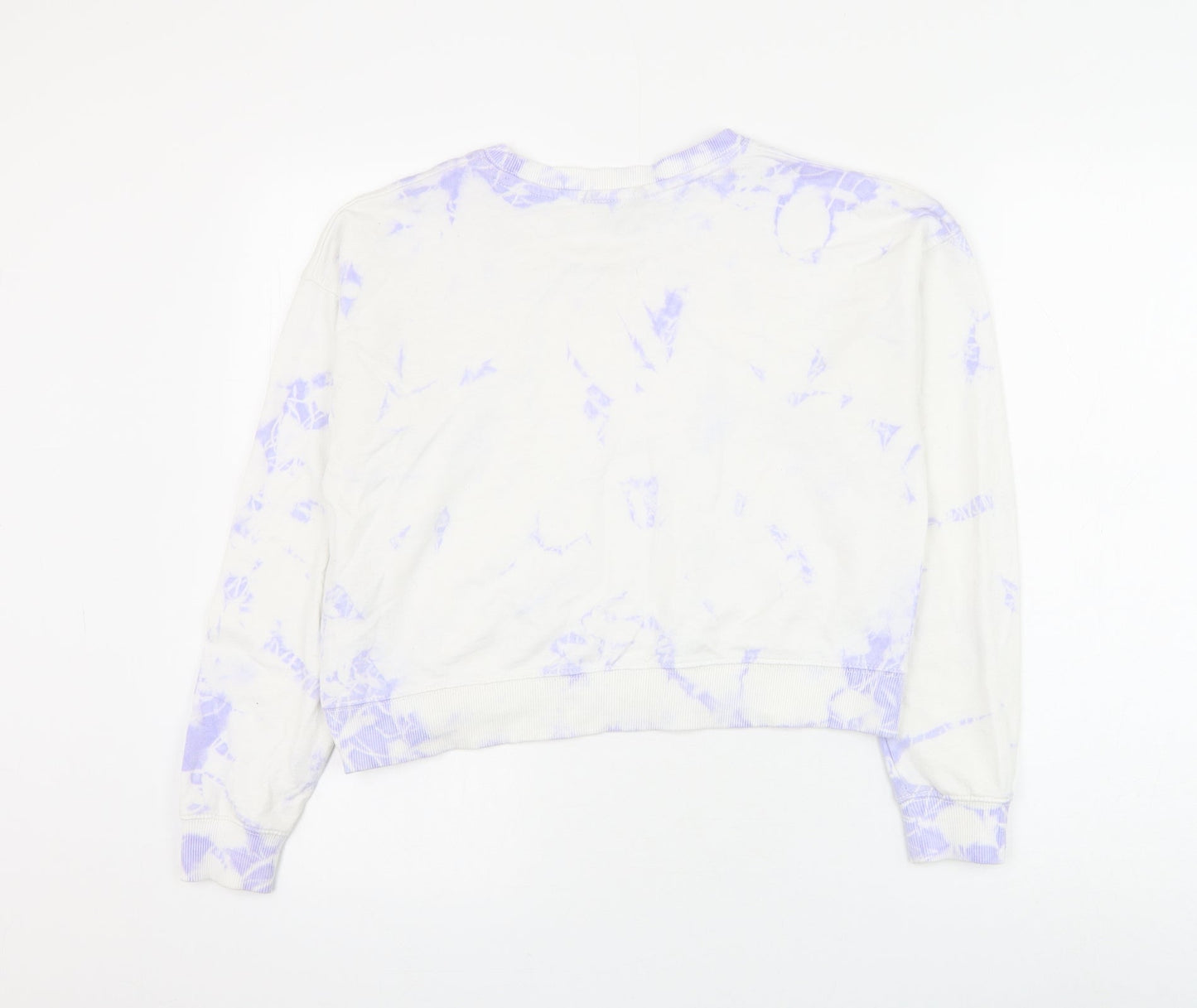 New Look Girls White Geometric Cotton Pullover Sweatshirt Size 14-15 Years Pullover - Tie Dye