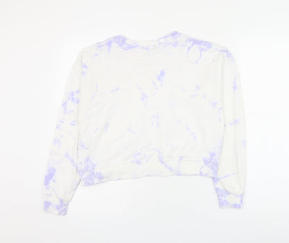New Look Girls White Geometric Cotton Pullover Sweatshirt Size 14-15 Years Pullover - Tie Dye