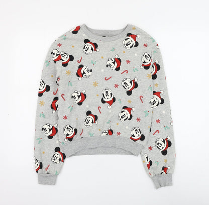 H&M Womens Grey Geometric Cotton Pullover Sweatshirt Size XS Pullover - Mickey Mouse