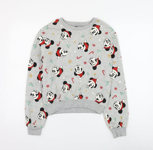 H&M Womens Grey Geometric Cotton Pullover Sweatshirt Size XS Pullover - Mickey Mouse
