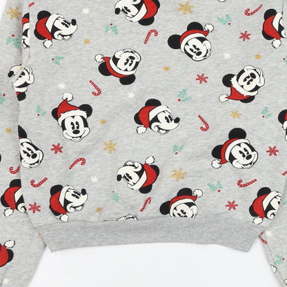 H&M Womens Grey Geometric Cotton Pullover Sweatshirt Size XS Pullover - Mickey Mouse