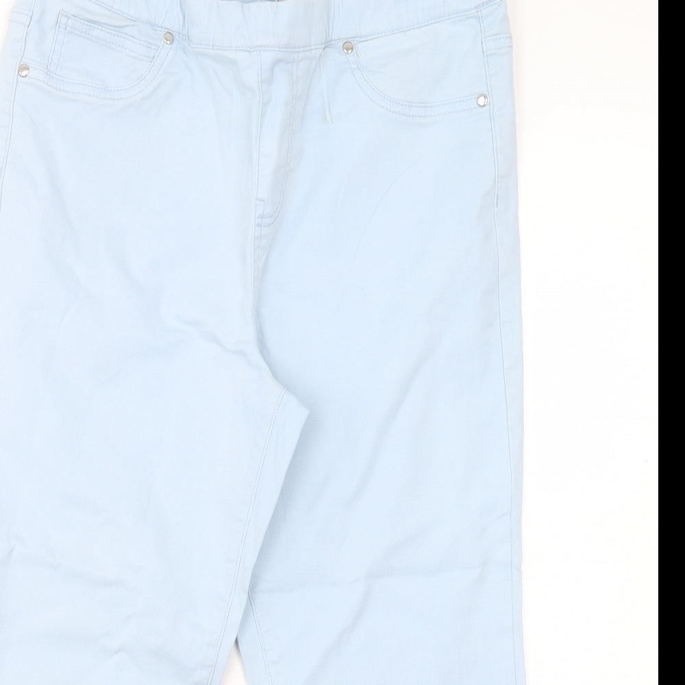 INTUITION Womens Blue Cotton Cropped Jeans Size 14 L20 in Regular