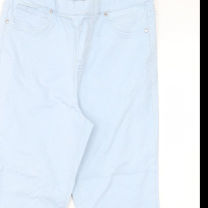 INTUITION Womens Blue Cotton Cropped Jeans Size 14 L20 in Regular