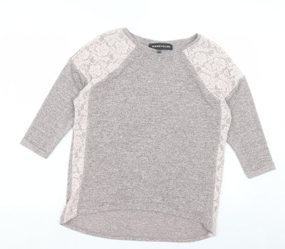 Womens UK Size 10 Warehouse Grey Pullover Jumper