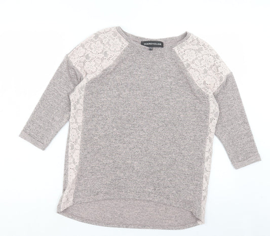 Womens UK Size 10 Warehouse Grey Pullover Jumper