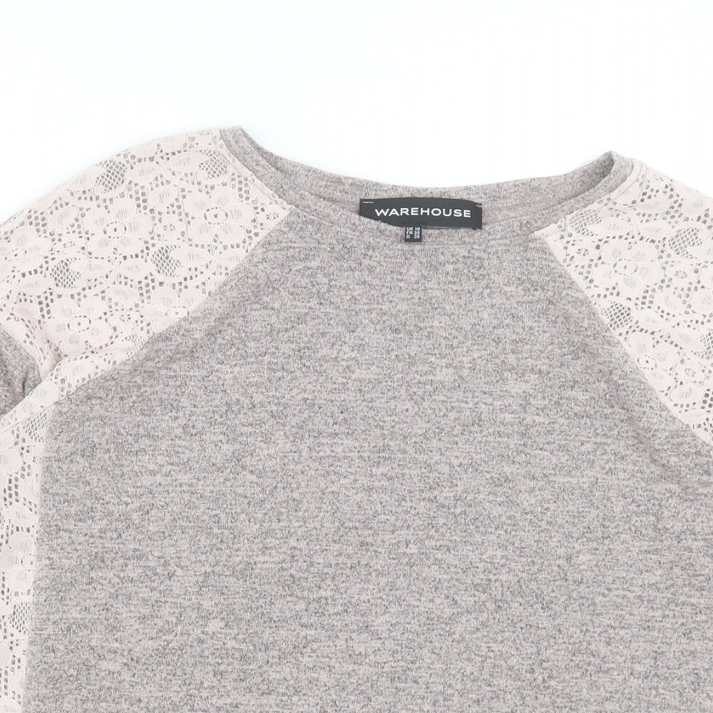 Womens UK Size 10 Warehouse Grey Pullover Jumper