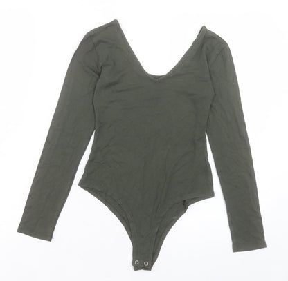 Select Womens Green Viscose Bodysuit One-Piece Size 8 Snap