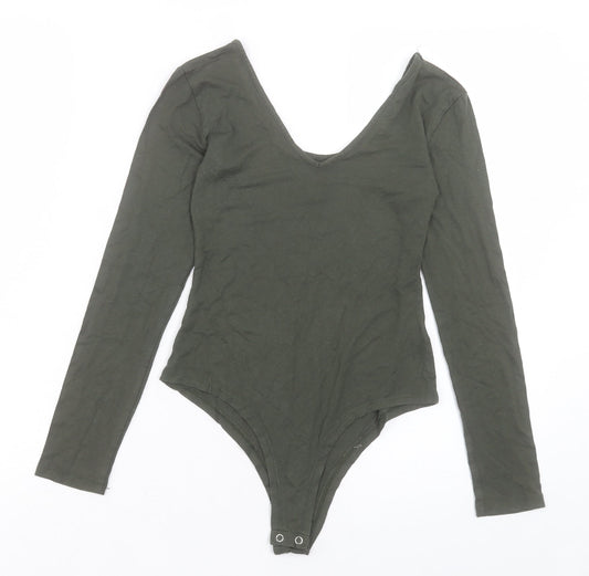 Select Womens Green Viscose Bodysuit One-Piece Size 8 Snap