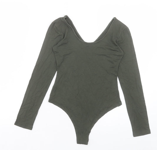 Select Womens Green Viscose Bodysuit One-Piece Size 8 Snap