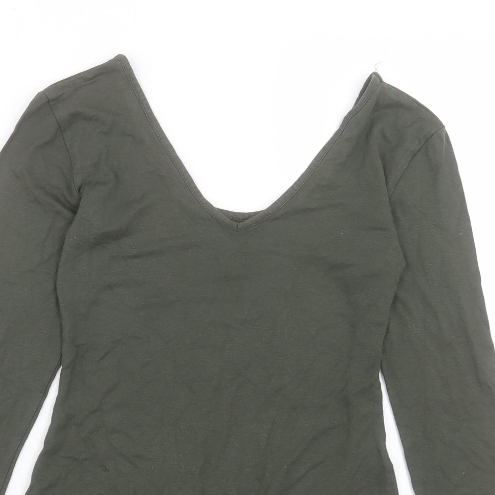 Select Womens Green Viscose Bodysuit One-Piece Size 8 Snap