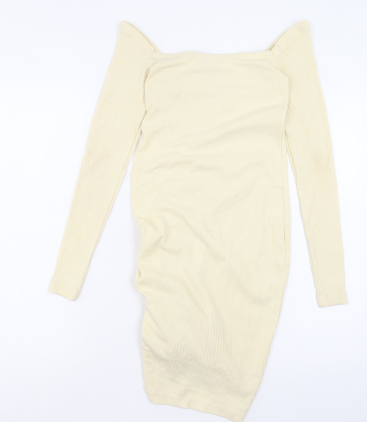 PRETTYLITTLETHING Womens Ivory Polyester Bodycon Size 6 Square Neck Pullover