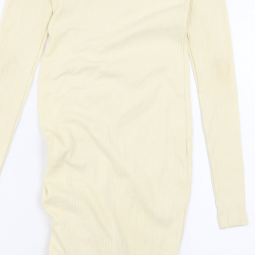 PRETTYLITTLETHING Womens Ivory Polyester Bodycon Size 6 Square Neck Pullover