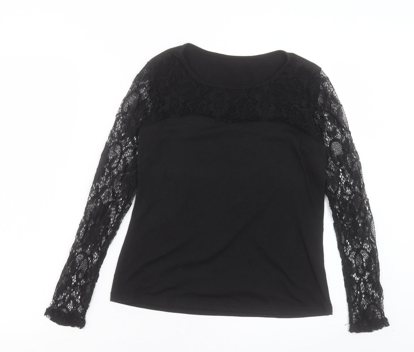 Womens UK Size S Preworn Black Basic T-Shirt