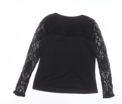 Womens UK Size S Preworn Black Basic T-Shirt