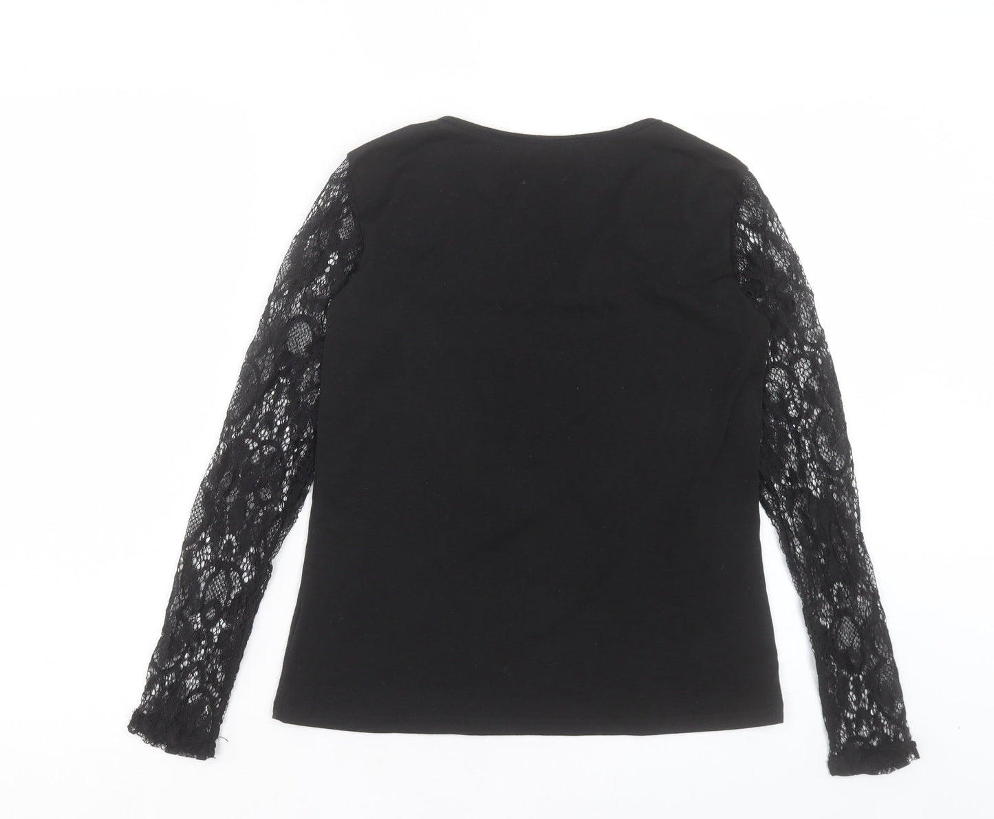 Womens UK Size S Preworn Black Basic T-Shirt