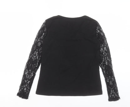 Womens UK Size S Preworn Black Basic T-Shirt