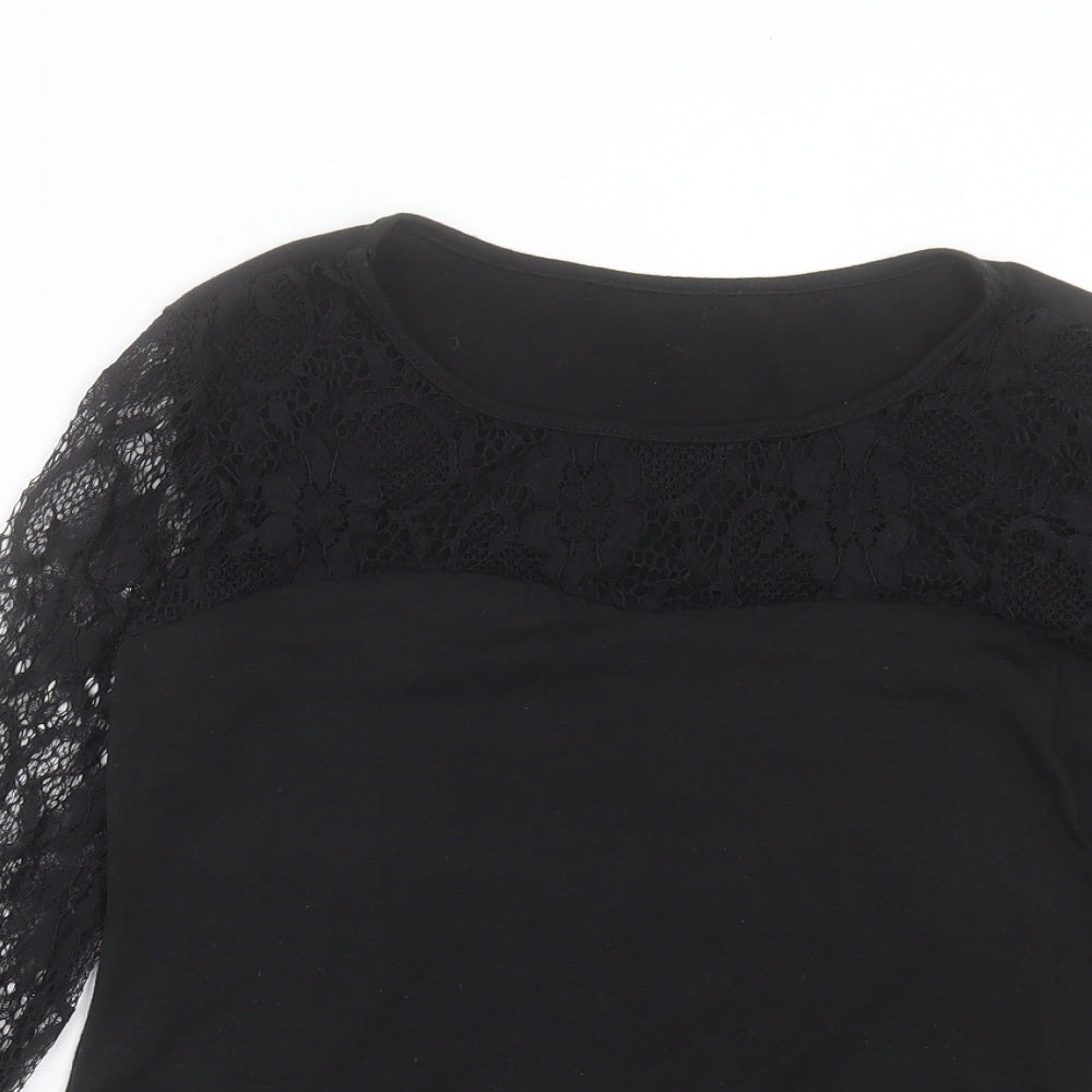 Womens UK Size S Preworn Black Basic T-Shirt