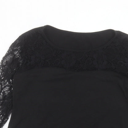 Womens UK Size S Preworn Black Basic T-Shirt
