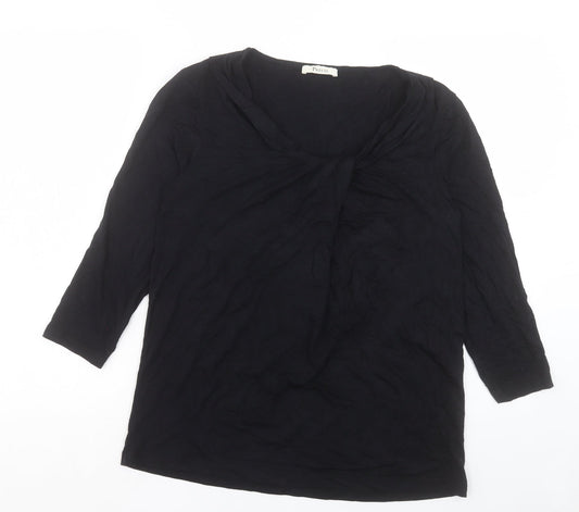 Precis Womens Black Viscose Basic T-Shirt Size S Scoop Neck