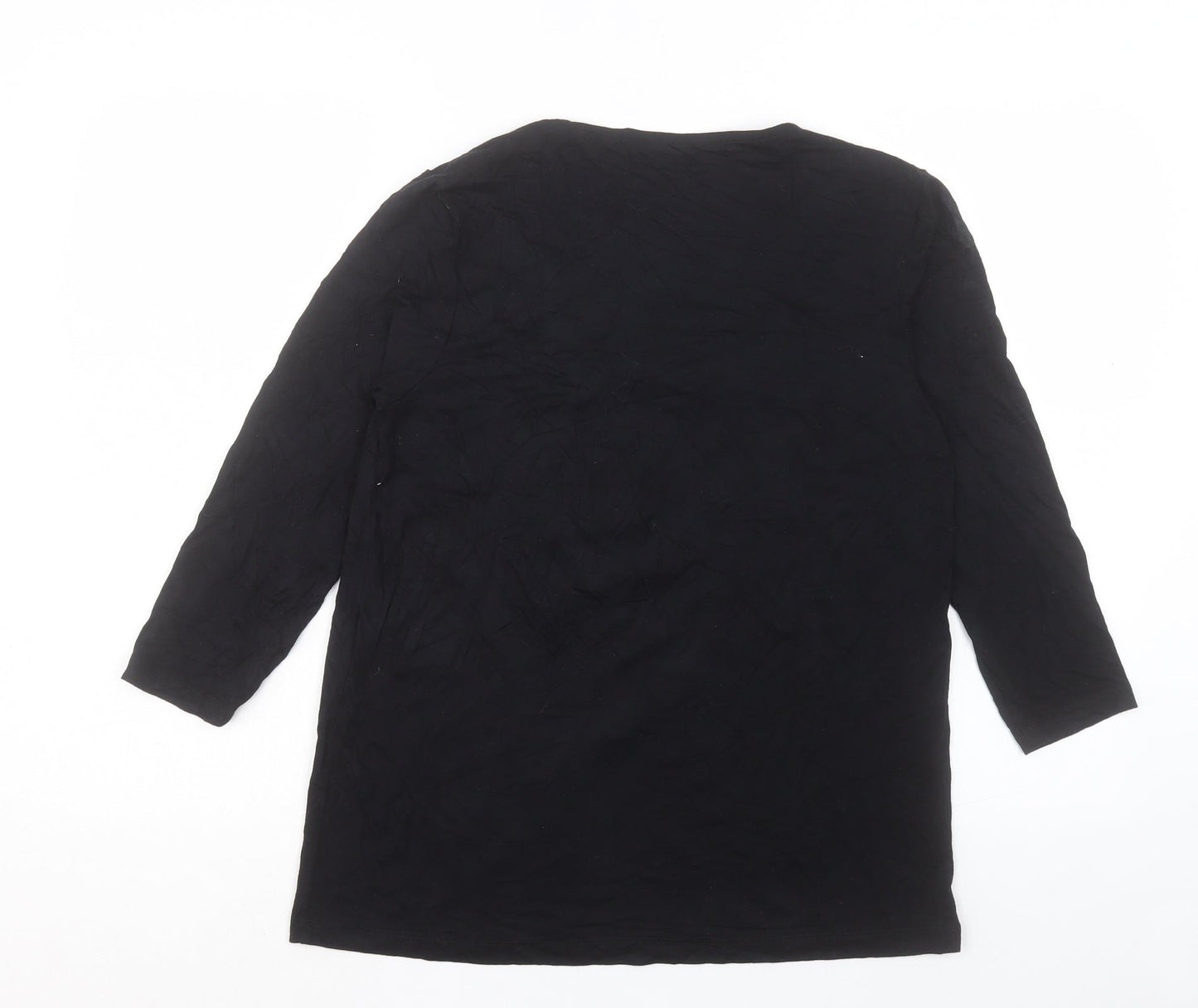 Precis Womens Black Viscose Basic T-Shirt Size S Scoop Neck