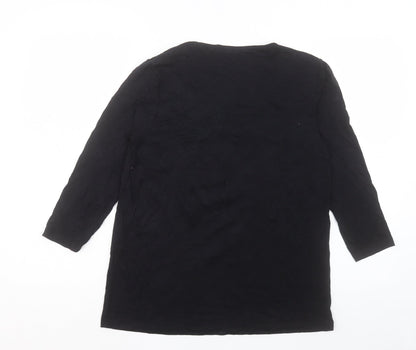 Precis Womens Black Viscose Basic T-Shirt Size S Scoop Neck