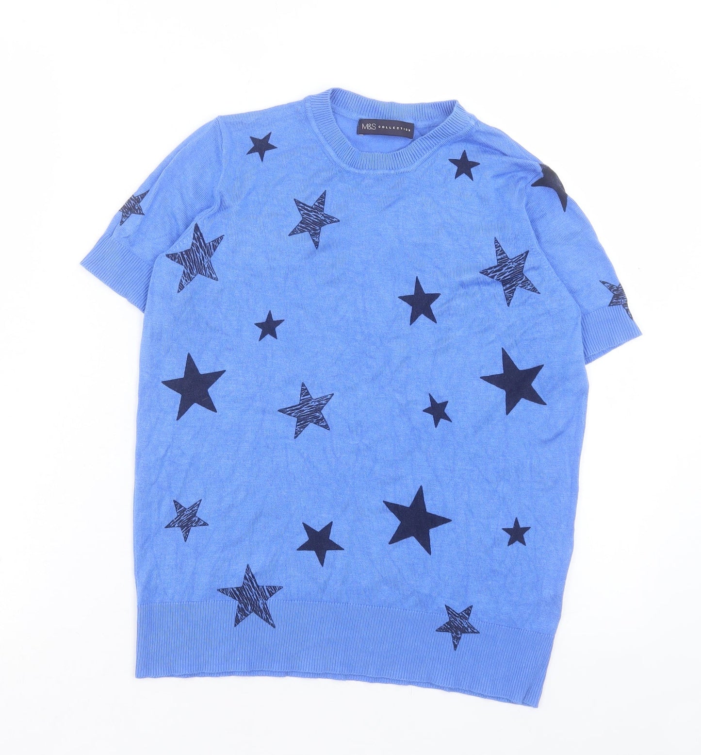 Womens UK Size 8 Marks and Spencer Blue Basic T-Shirt