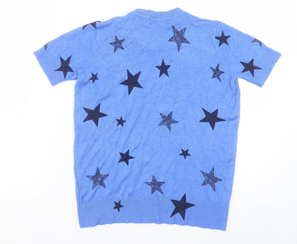 Womens UK Size 8 Marks and Spencer Blue Basic T-Shirt
