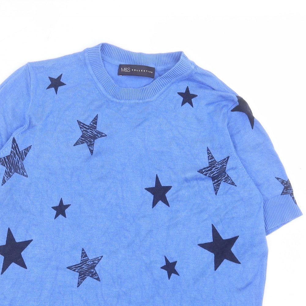 Womens UK Size 8 Marks and Spencer Blue Basic T-Shirt