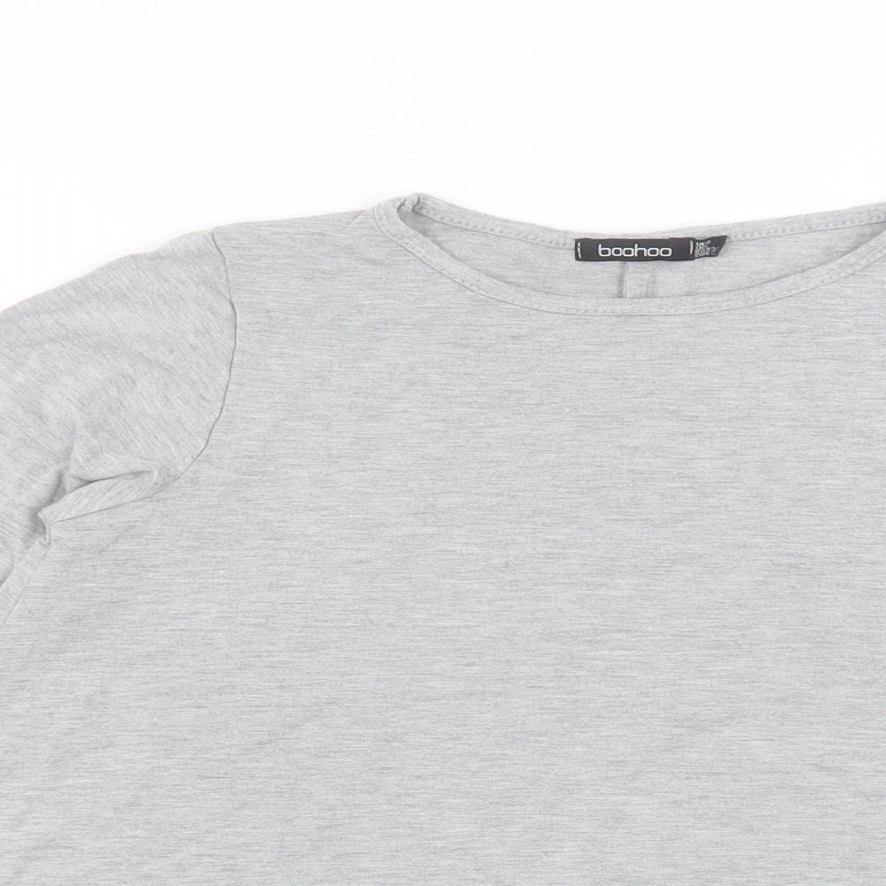 Boohoo Womens Grey Polyester Basic T-Shirt Size 10 Crew Neck